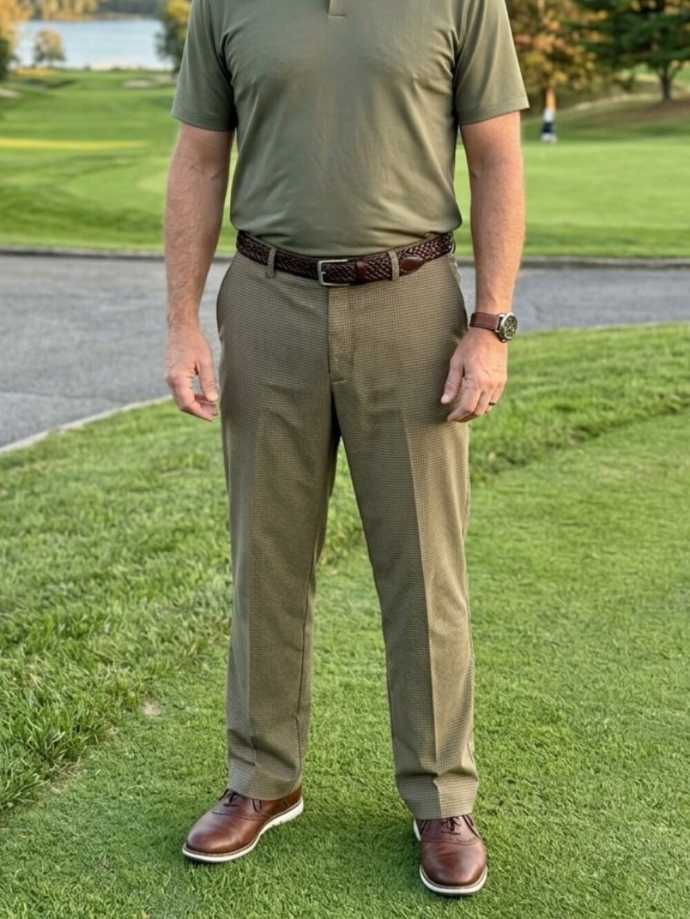 Nike Golf Pants in Grey and Green Micro Plaid